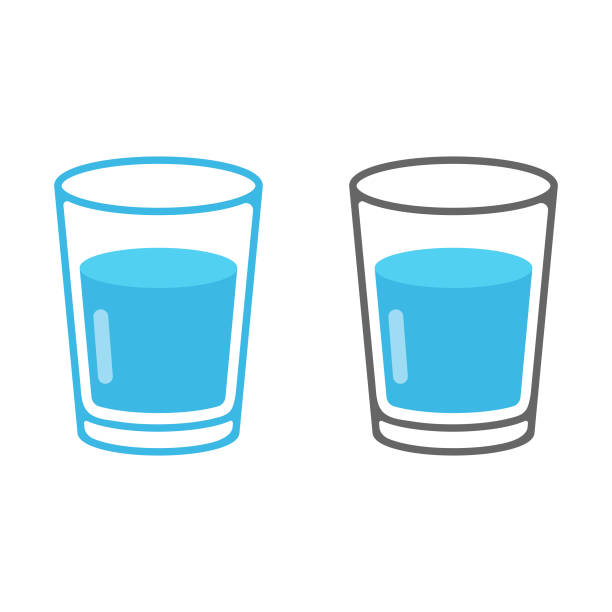 ilustraciones, imágenes clip art, dibujos animados e iconos de stock de vidrio de agua icon vector diseño. - vaso