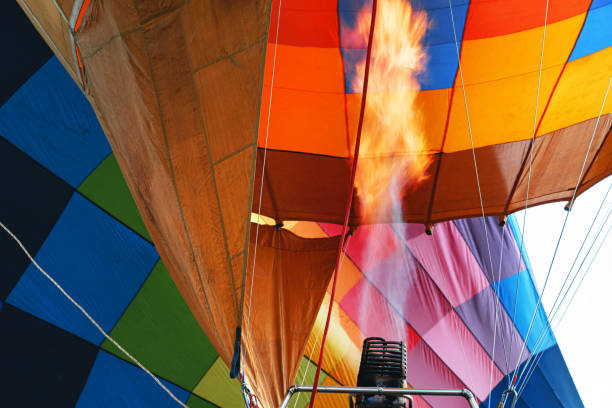 istock Close up of hot air balloon getting prepared for flight 1299265545