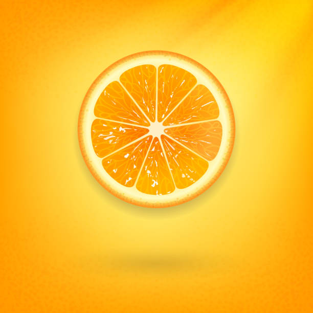 오렌지 배경에 신선한 오렌지 - orange portion vector textured stock illustrations