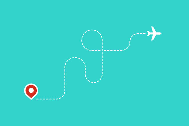 ilustrações de stock, clip art, desenhos animados e ícones de flying airlane destination background - pista de aeroporto