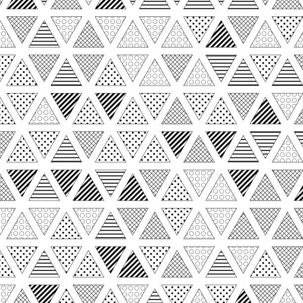 Vector illustration of Triangles with pattern, in honeycomb pattern