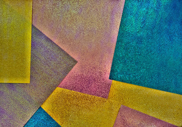 istock Colorfull grungy background  in memphis geometry style. texture  embossed paper glossy shimmering with halo effect. Copy space 1299273236