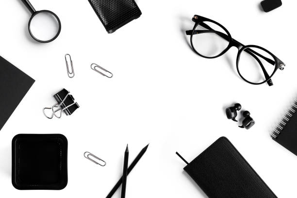 istock Office supplies isolated on white background 1299274432