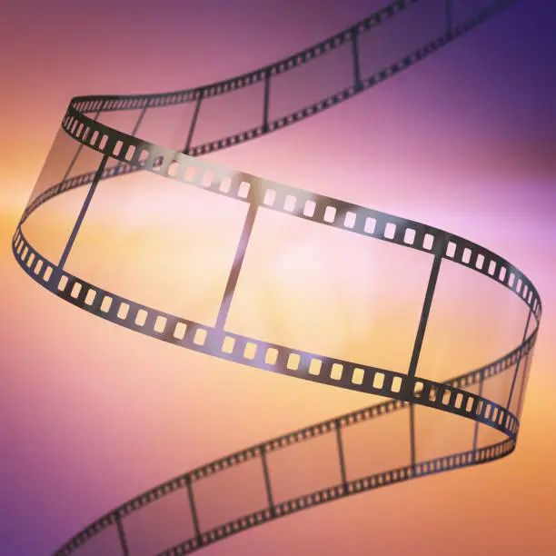 3d render 35mm film strip Gradient Background (Depth of field)