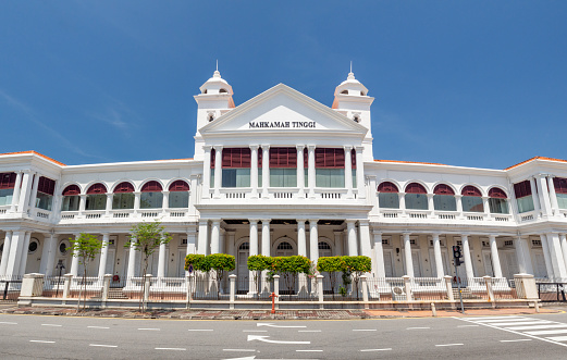 Penang, Georgetown, Malaysia. High Court colonial British building architecture.