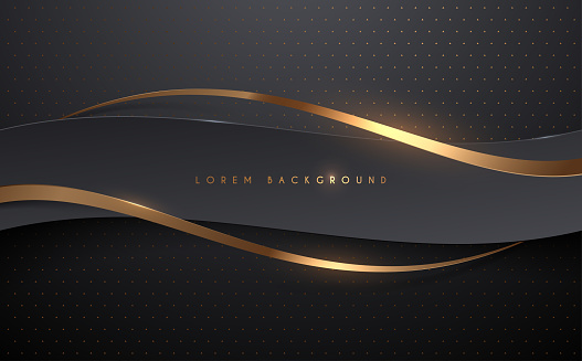 Abstract black and gold ribbons background in vector