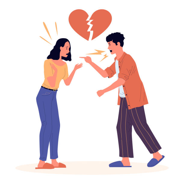 Divorce Cartoon Couple Dissolution Quarrel Between Man And Woman Young  People Shouting Family Conflict Scene Problem In Relations Isolated Broken  Heart Sign Vector Illustration Stock Illustration - Download Image Now -  iStock