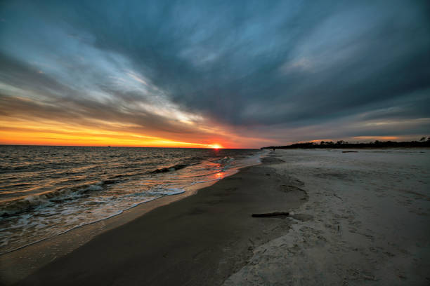 istock Sun on the Horizon over the Beach and Ocean 1299295049