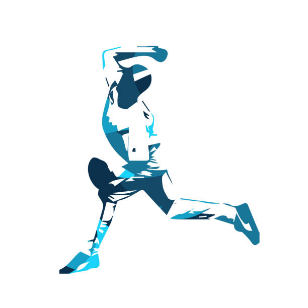 baseballista, niebieski dzban, ilustracja wektorowa izolowana - playing baseball white background action stock illustrations