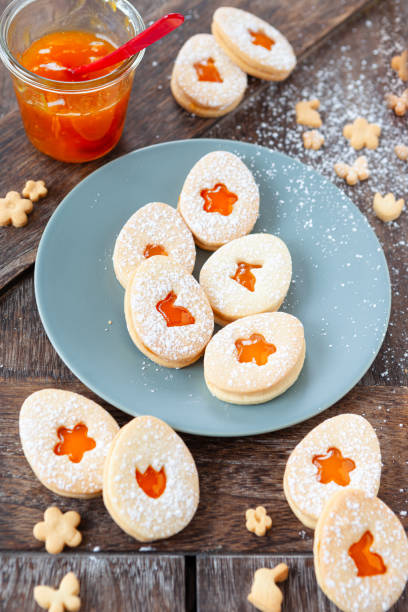 Jam filled cookies for Easter stock photo