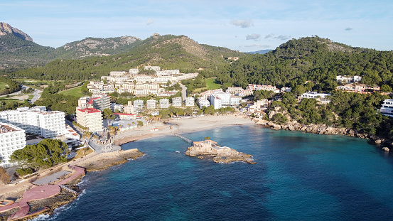 Camp de Mar is a small resort village in the municipality of Andratx on the Spanish Balearic Island of Mallorca. The resort is 20 miles (32 km) west of the island main airport of Son Sant Joan Airport. The resort's beach has been awarded a blue flag.