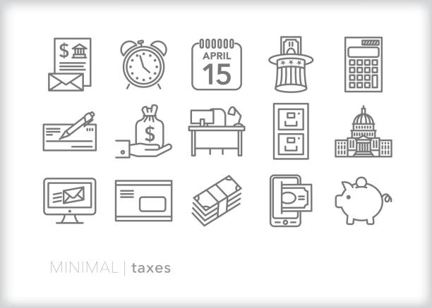 illustrations, cliparts, dessins animés et icônes de icônes fiscales - us currency tax refund dollar