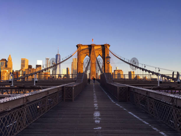 Brooklyn Bridge in New York City early in the morning.