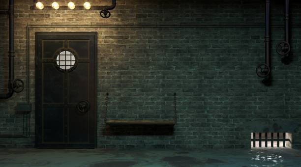 istock Brick wall of a street facade at night 1299305823
