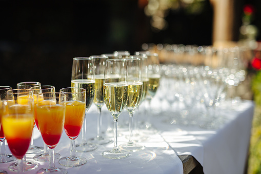 Beverages at a wedding party