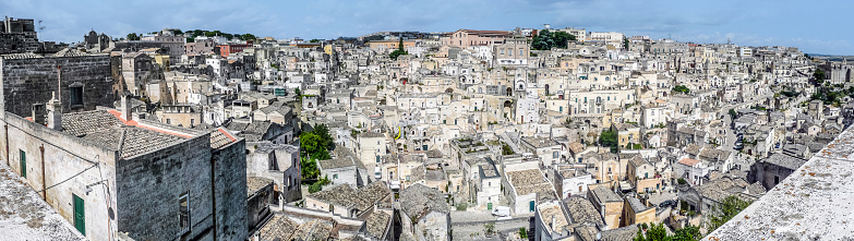 Extra wide aerial view of Matera
