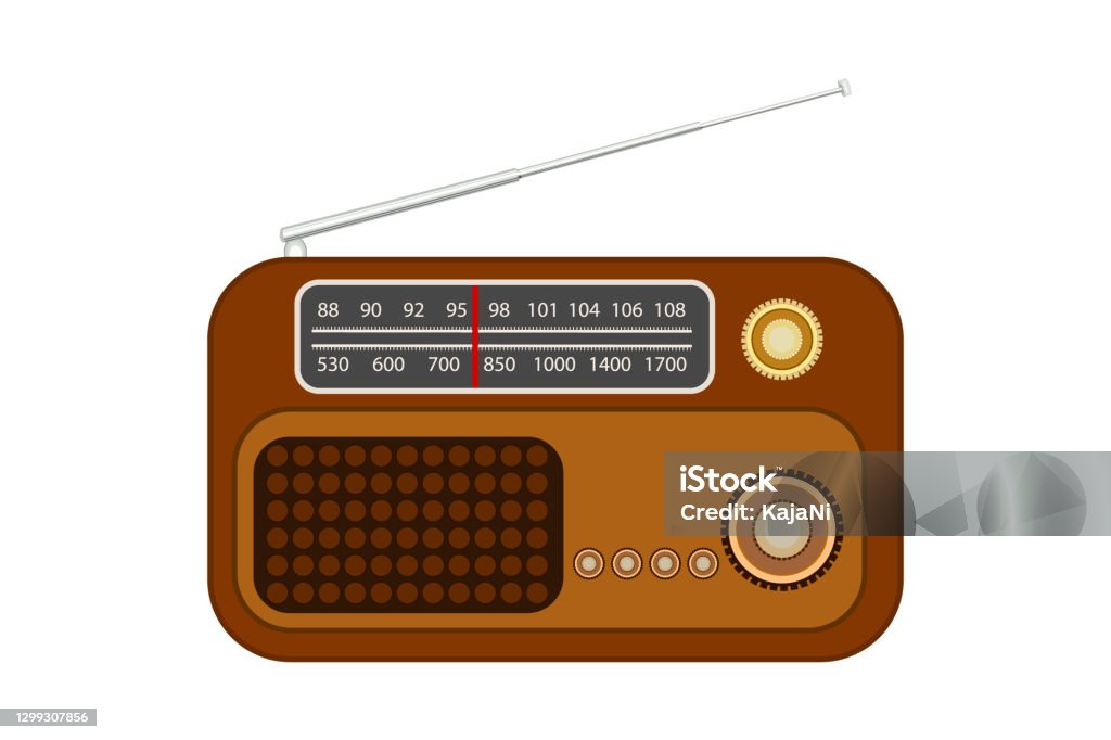 Old Radio With Antenna Isolated On White Background Vintage Portable Radio  Receiver Stock Illustration - Download Image Now - iStock