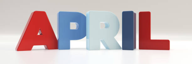 istock April calendar month - letters in multicolor palette, 3d render illustration 1299308892