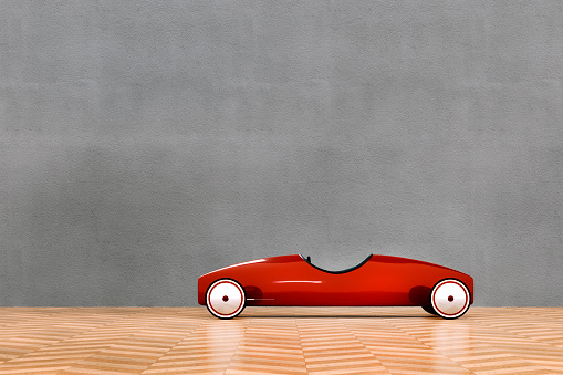 Retro toy car, 3D generated image.