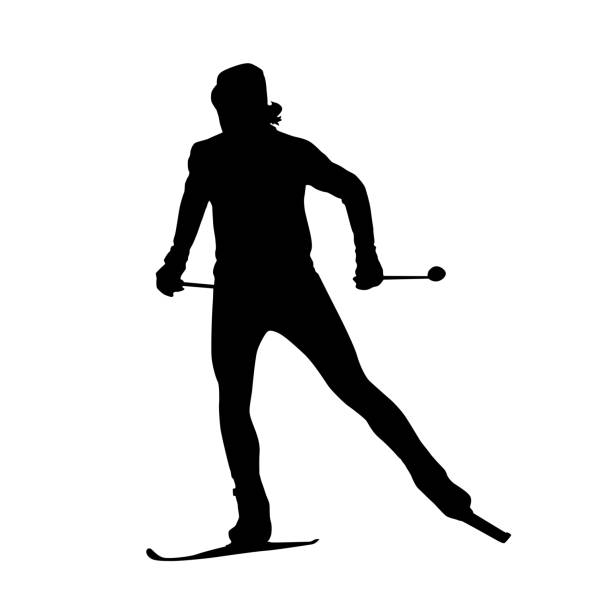 クロスカントリースキーベクターシルエット - mens cross country skiing点のイラスト素材／クリップアート素材／マンガ素材／アイコン素材