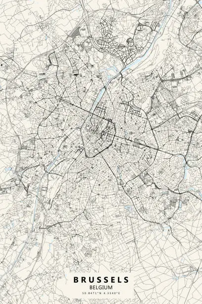 Vector illustration of Brussels, Belgium Vector Map