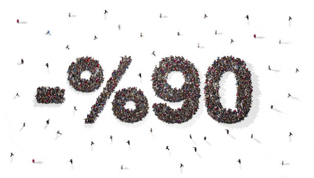 istock Human Crowd Forming 90% discount text on White Background 1299313964