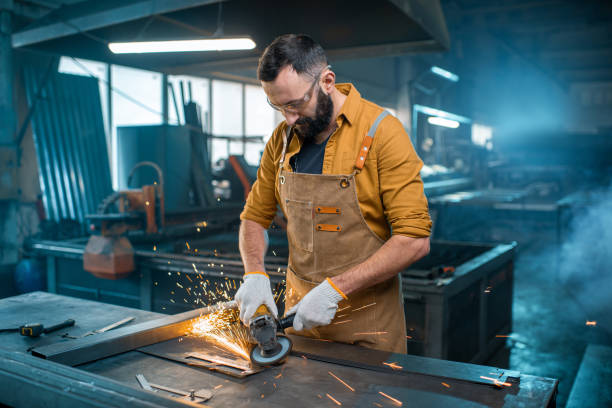 istock Metal industry worker at factory 1299316048
