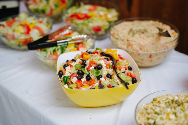 Delicious food served at a wedding reception