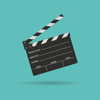 istock Clapper board icon in flat style. Movie, cinema, film symbol concept. Director clapboard. Filmmaking device. 1299319872