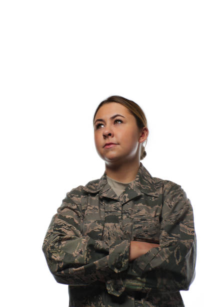 istock Female Soldier Looking to Her Future 1299322376