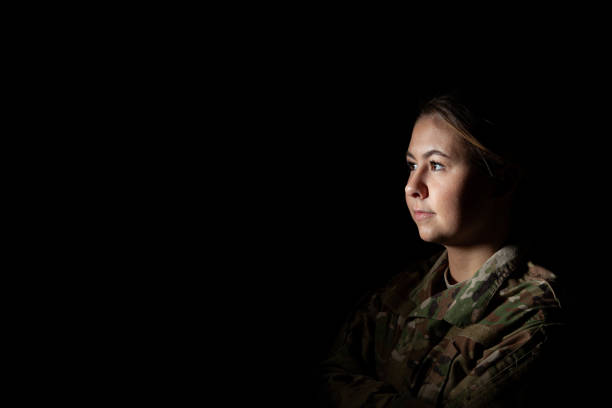 istock Dramatic Portrait of a Female Soldier 1299322413