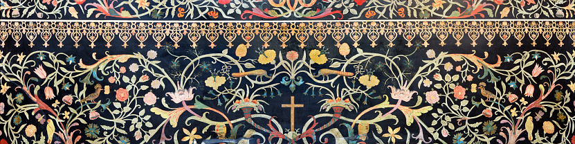 Parma - The stone floral mosaic (Pietra Dura) with the cross on the side altar in church Chiesa di Santa Cristina by unknown baroque artist.