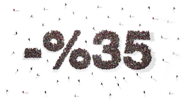 istock Human Crowd Forming 35% discount text on White Background 1299326898
