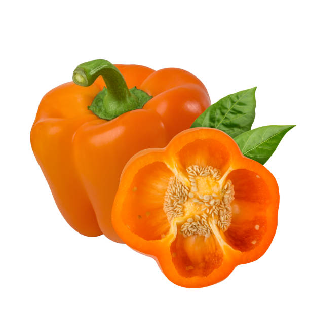 istock Sweet orange pepper isolated on white background close up 1299327584