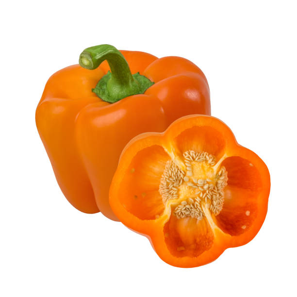 istock Sweet orange pepper isolated on white background close up 1299327585