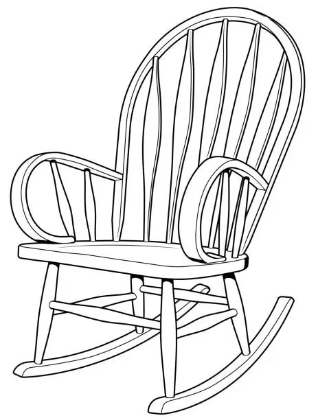 Vector illustration of Wooden Rocker