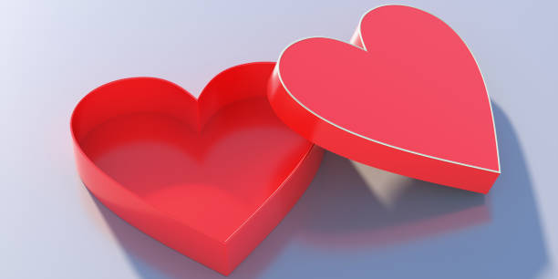 istock Valentines day, love concept. Open empty red gift box heart shape on blue background. 3d illustration 1299327795