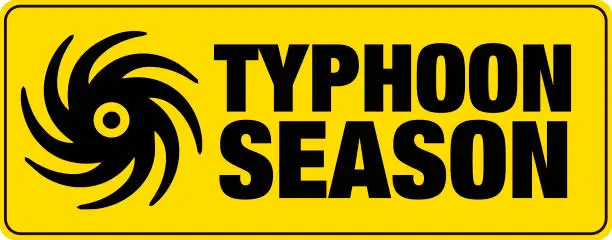 Vector illustration of Typhoon season banner. Sign. Warning.