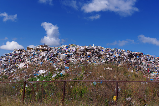 Storage of waste in the open air. Dump of unsorted waste. Ecological problems. Contamination of the environment.
