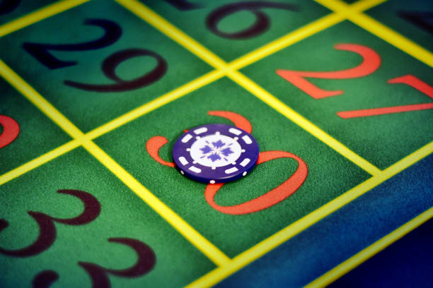Casino gambling zone with cards and roulette