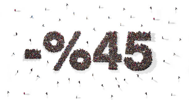 istock Human Crowd Forming 45% discount text on White Background 1299330547