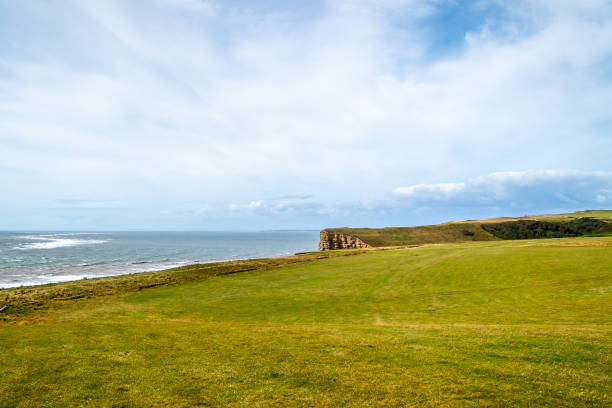 Seaside landscapes with beautiful meadows and rocky cliffs.