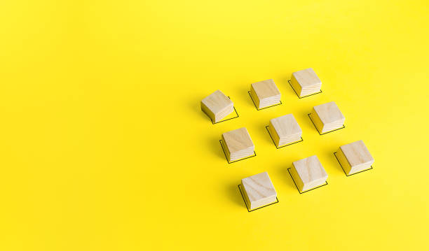istock The blocks are in the correct order except for one. Violation of order, malfunction failure. Deviation from the norm. Determination and correction of the error. Disorder process. Discipline staggered 1299338231