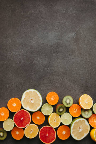 istock Summer vibes. Tropical background, citrus border 1299342629