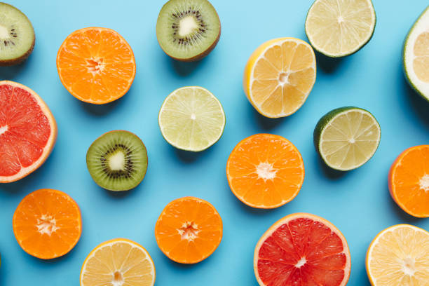 istock Summer vibes. Tropical background, citrus border 1299342641