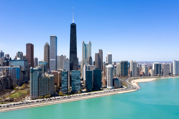 istock Chicago and Lake Michigan, Aerial View 1299342754