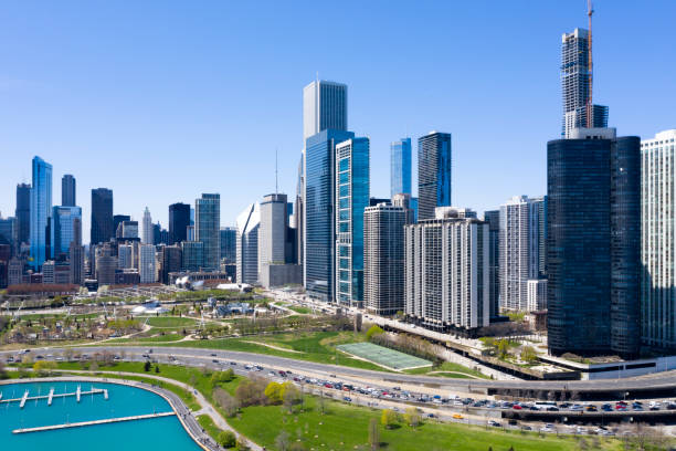 istock Chicago Skyline and Lake Shore Drive, Aerial View 1299343540