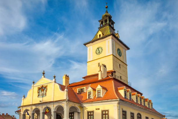 istock Ornate city hall in downtown Brasov Romania 1299343962