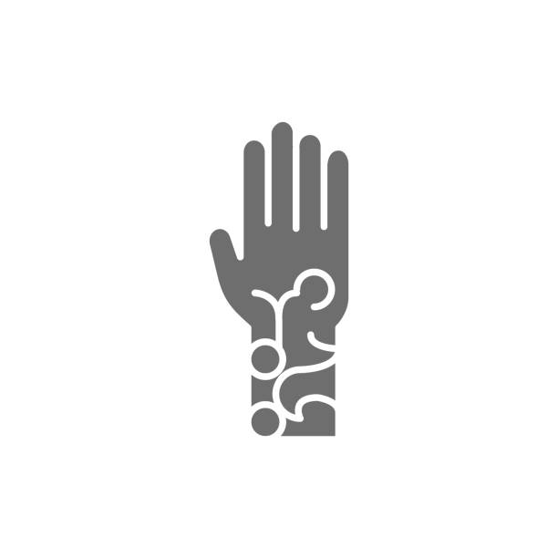 ilustrações de stock, clip art, desenhos animados e ícones de henna tattoo on arm, mehndi grey icon. - hinduism henna tattoo tattoo human hand