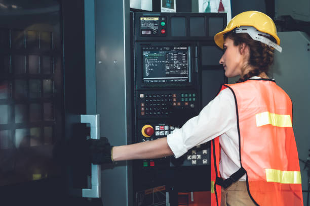 istock Smart factory worker or engineer do machine job in the manufacturing workshop 1299345264